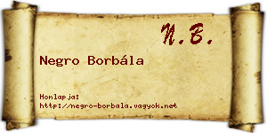 Negro Borbála névjegykártya