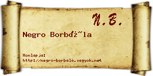 Negro Borbála névjegykártya